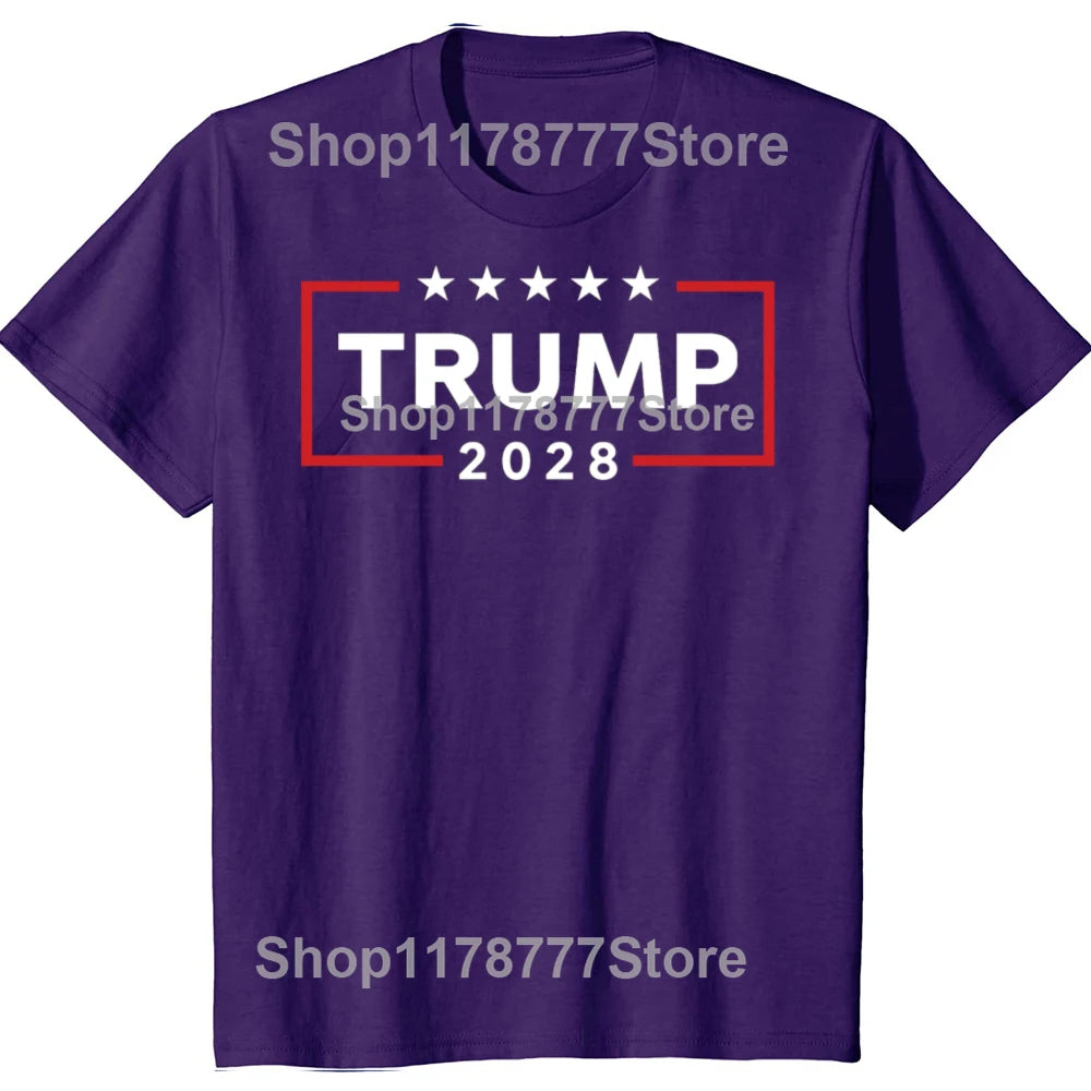 Donald Trump 2028 President American Flag Pro Trump Vintage T-Shirt Make America Great Tee Summer Men's Fashion Outfit