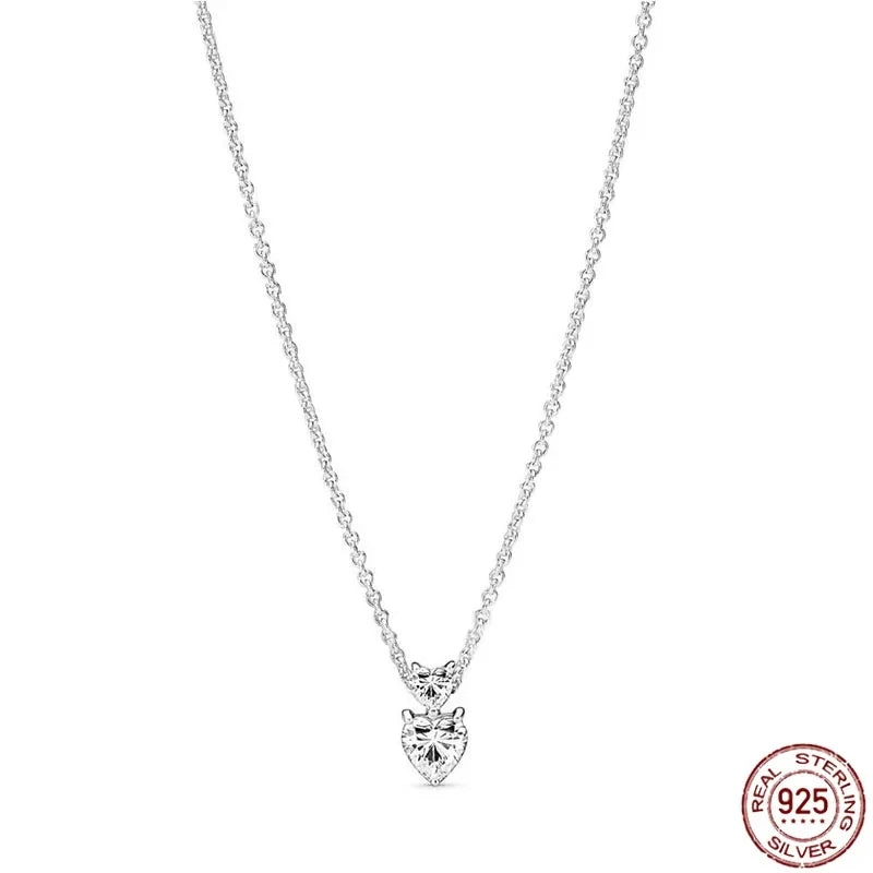 New 925 sterling silver classic dazzling heart-shaped multi circular pendant necklace fits design original charm beaded DIY gift