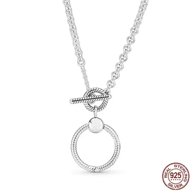 New 925 sterling silver classic dazzling heart-shaped multi circular pendant necklace fits design original charm beaded DIY gift