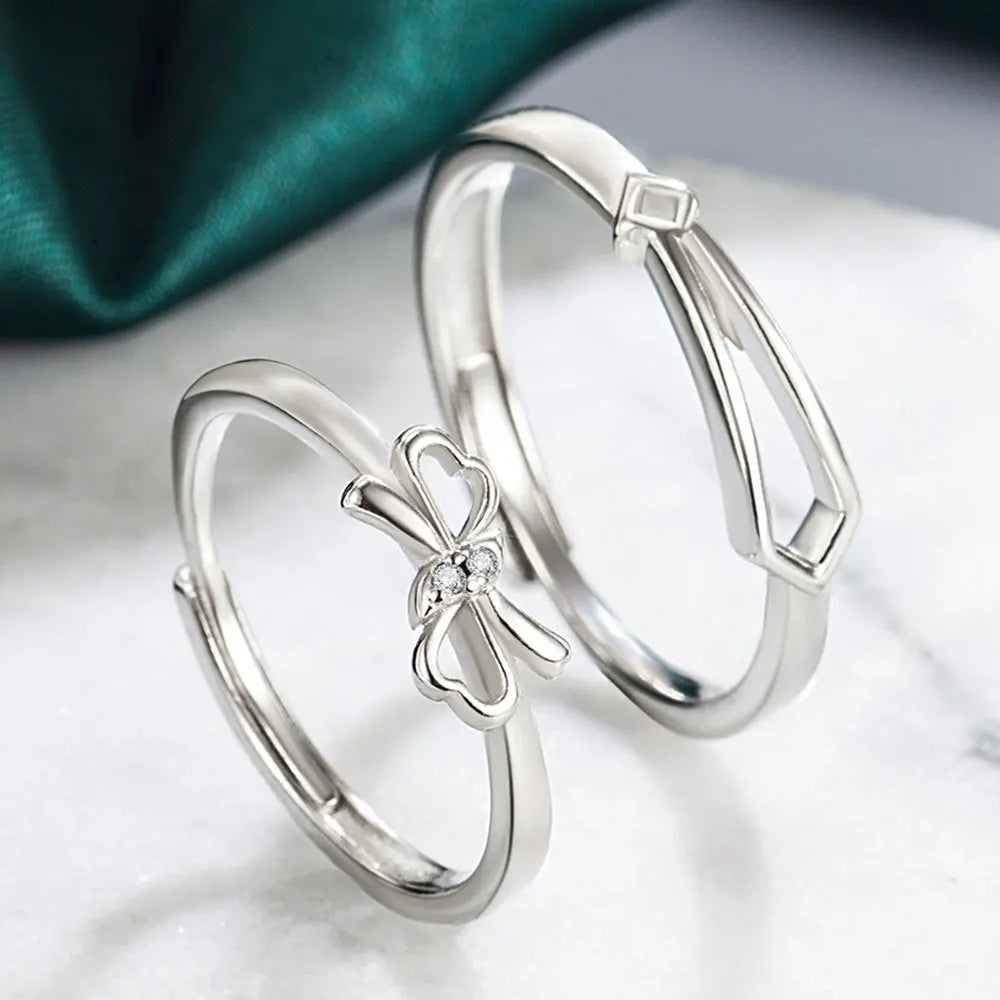 925 Sterling Silver Moissanite Diamond Couple Rings for Lovers Matching Wedding Jewelry Set