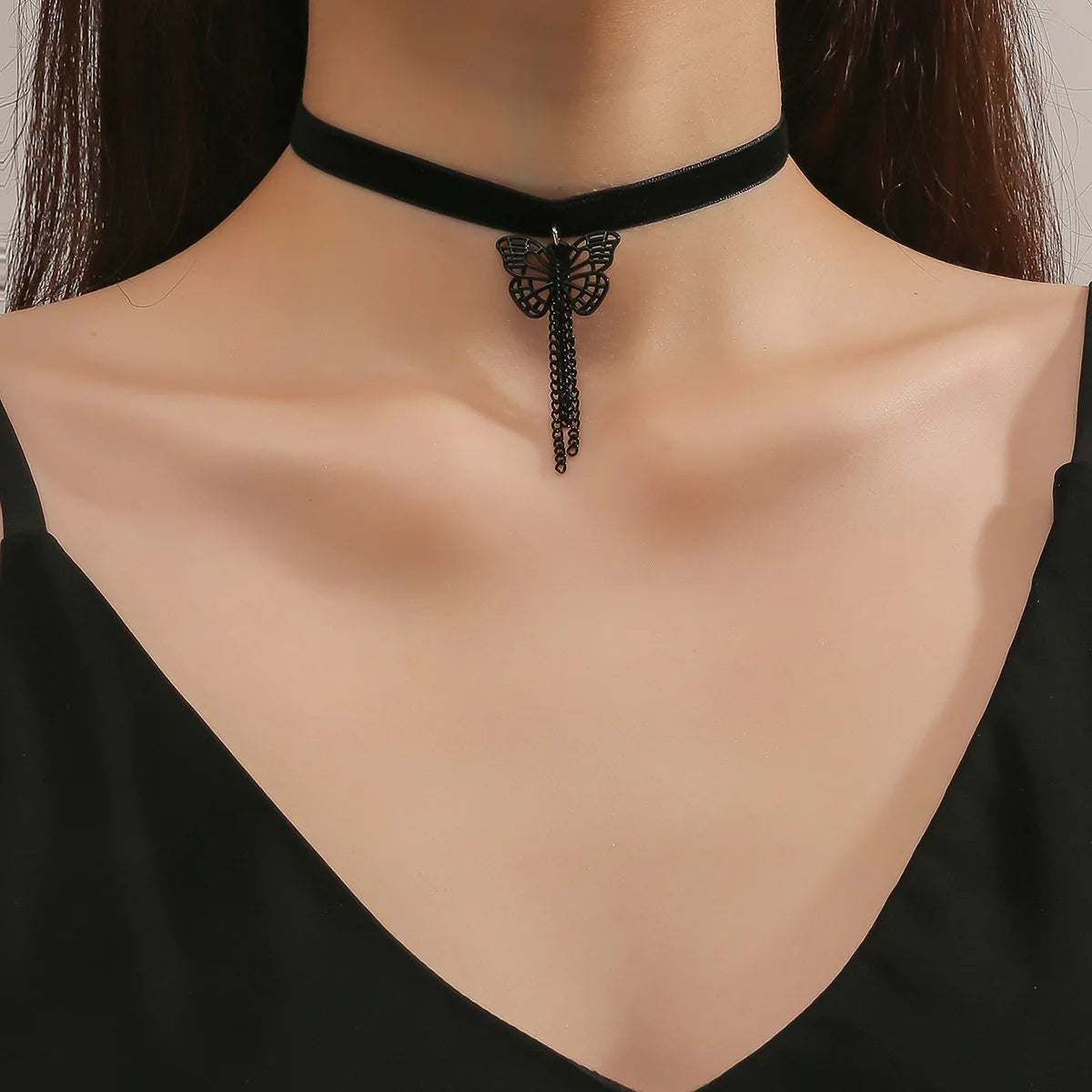 Simple Vintage Velvet Pearl Choker Short Black Clavicle Collar Necklace Gothic Chokers Necklaces for women