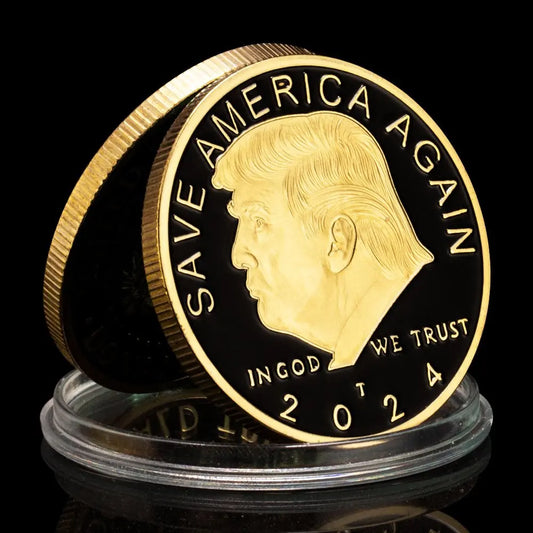 President of America Donald Trump 2024 Souvenir Coin Save America Again Trump Supporters Challenge Coin Gold Plated Coins gift