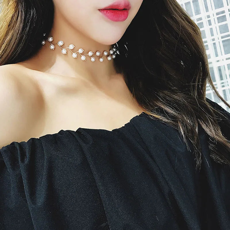 Trendy Pearl Necklace Korean Fashion Jewelry for Women Neck Chain Choker Collar Accessories Gift Short Necklace Chain Female