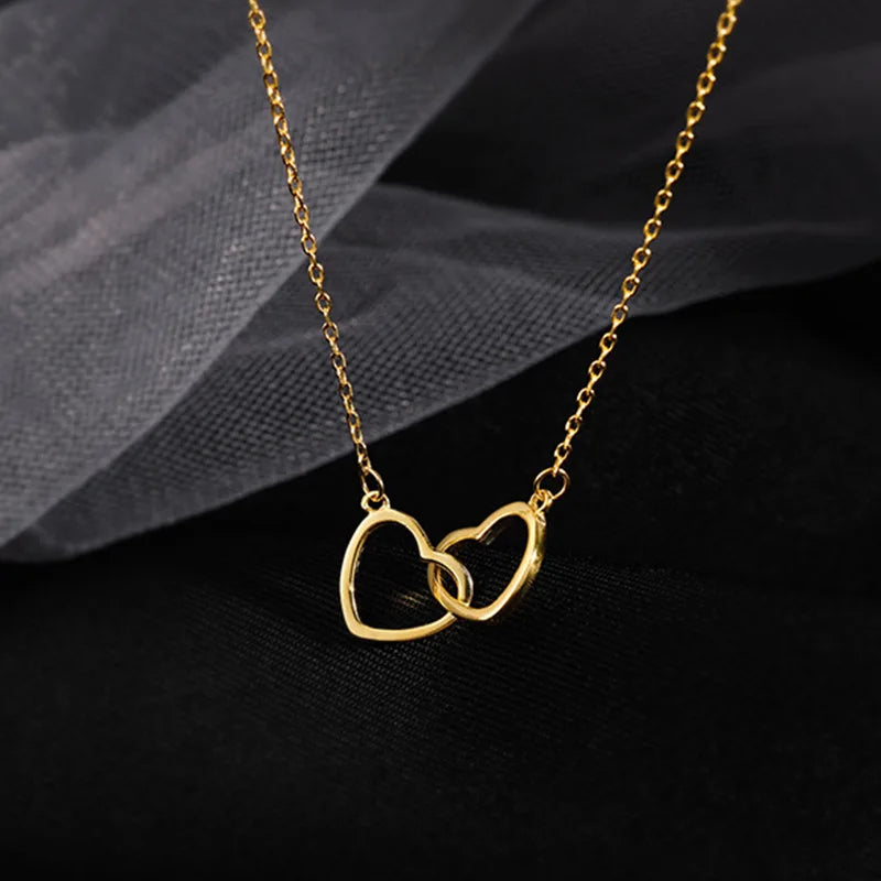 New Simple Hollow Love Heart Pendant Necklace for Women Fashion Creative Geometric Clavicle Chain Necklaces Party Jewelry Gift