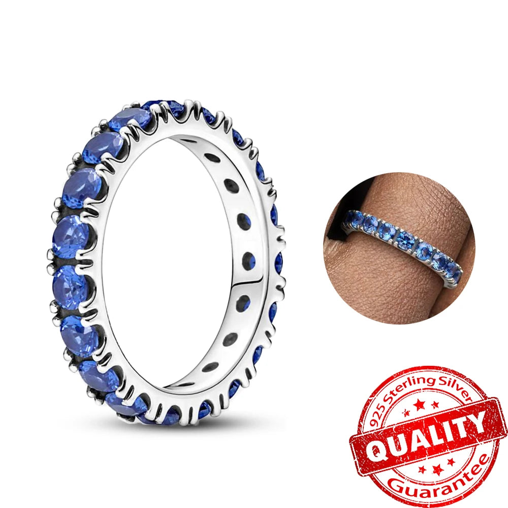 Sparkling Black Row Eternity Diamond Ring 925 Sterling Silver Freshwater Cultured Pearls Finger Open Ring for Women Jewelry Gift