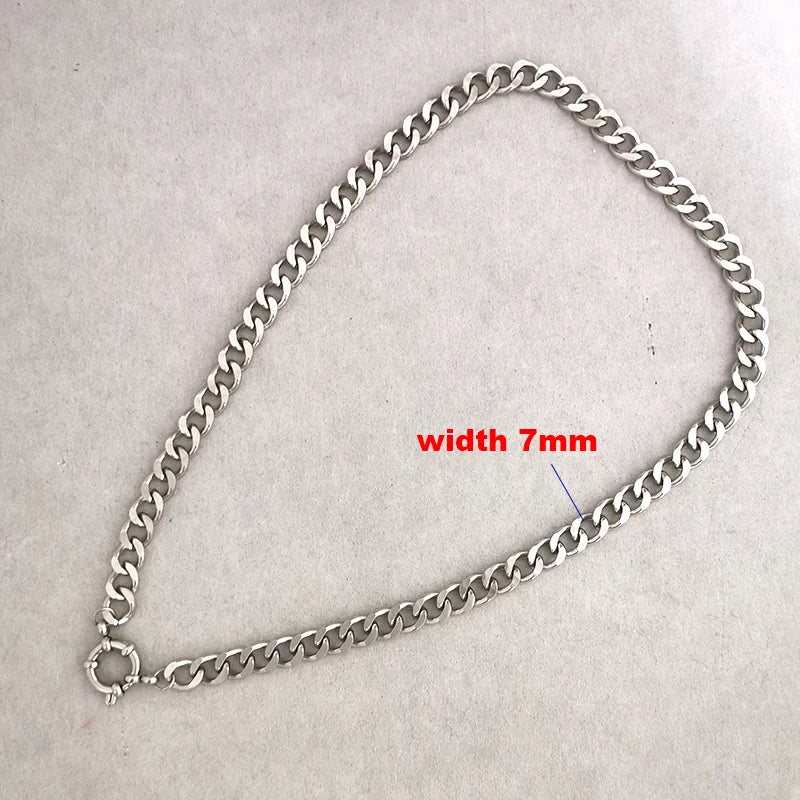 QMHJE Sailor Clasp Necklace Women Men Choker Stainless Steel Geometric Rolo Link Cuba Paperclip Chain Basic DIY PVD Gold Color
