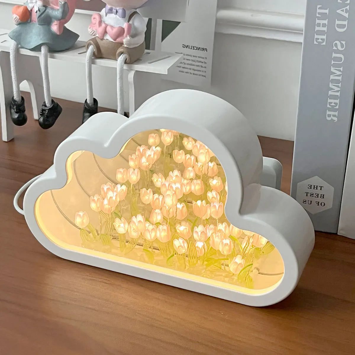 1pc Handmade DIY Creative Gift Tulip Flower Sea Night Atmosphere Lamp, When The Light Is Turned Off, It Functions As A Mi