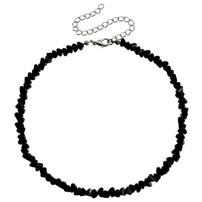 Mulit-cut Glass Crystal Irregular Beaded Choker Necklace for Women Transparent Vintage Korean Collarbone Collar Neck Jewelry