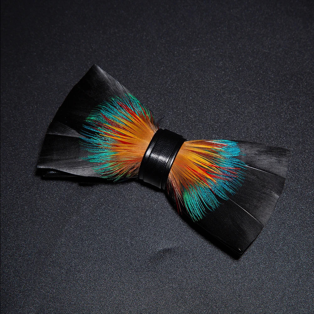 JEMYGINS New Design Men's Wedding Bow Tie Fashion Handmade Feather BowTie Gift for Birthday Party Men Bow Tie Suit Accessories