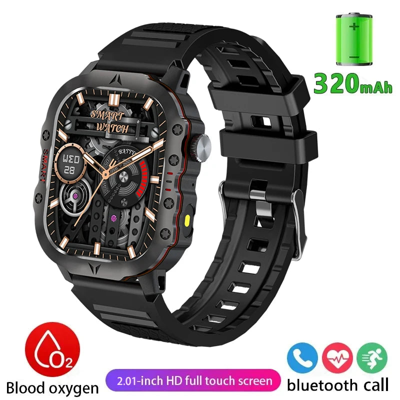 LAXASFIT Smart Watch Military Grade Toughness Bluetooth Voice Call LED Flashlight IP68 Waterproof Outdoor Sports Smart Watch