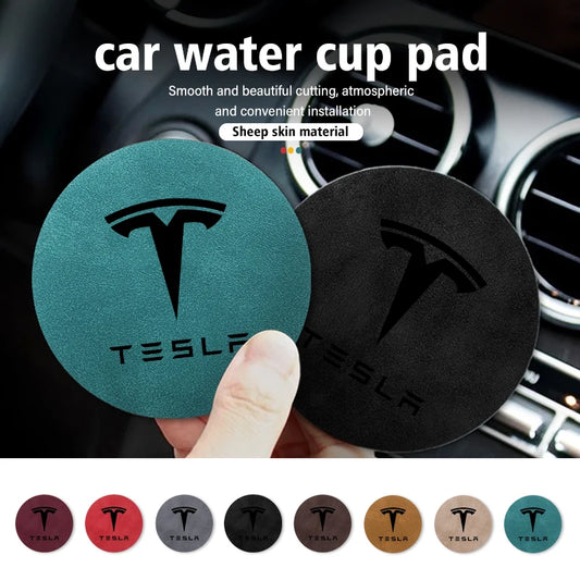 Universal 2pcs Car Cup Pad 7cm Anti-Slip Coaster Bottle Holder For Tesla Model 3 Y S X Roadster Bonina Coil