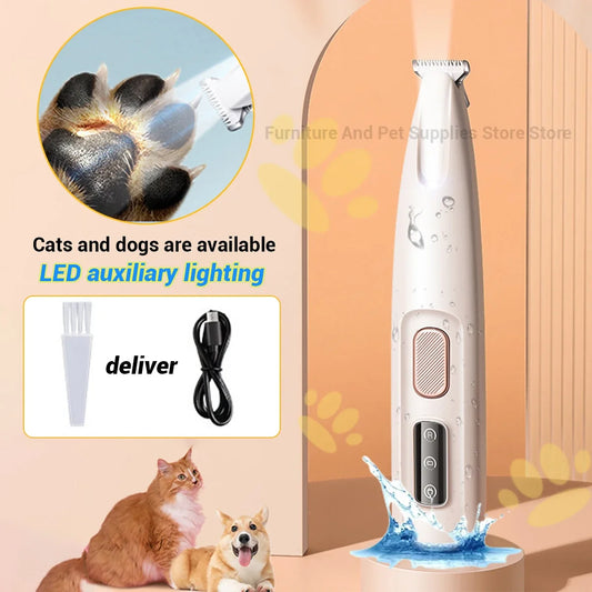 New Dog Paw Trimmer with LED Light Fully Waterproof Pet Hair Trimmer with LED Display Dog Clippers for Grooming 18mm Widen Blade