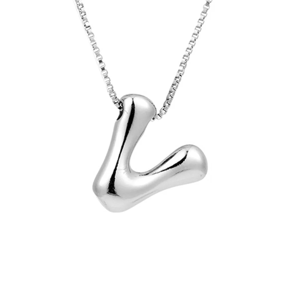 Creative A-Z Balloon Bubble Letter pendant Necklace for Women Silver Plated Chunky Initial Necklaces Jewelry Birthday Gift