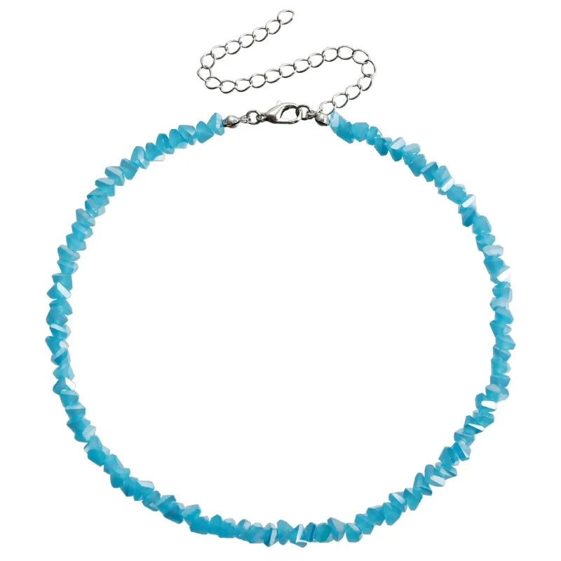 Mulit-cut Glass Crystal Irregular Beaded Choker Necklace for Women Transparent Vintage Korean Collarbone Collar Neck Jewelry