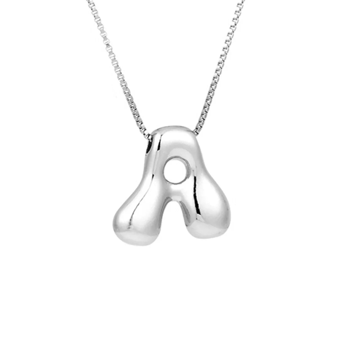 Creative A-Z Balloon Bubble Letter pendant Necklace for Women Silver Plated Chunky Initial Necklaces Jewelry Birthday Gift