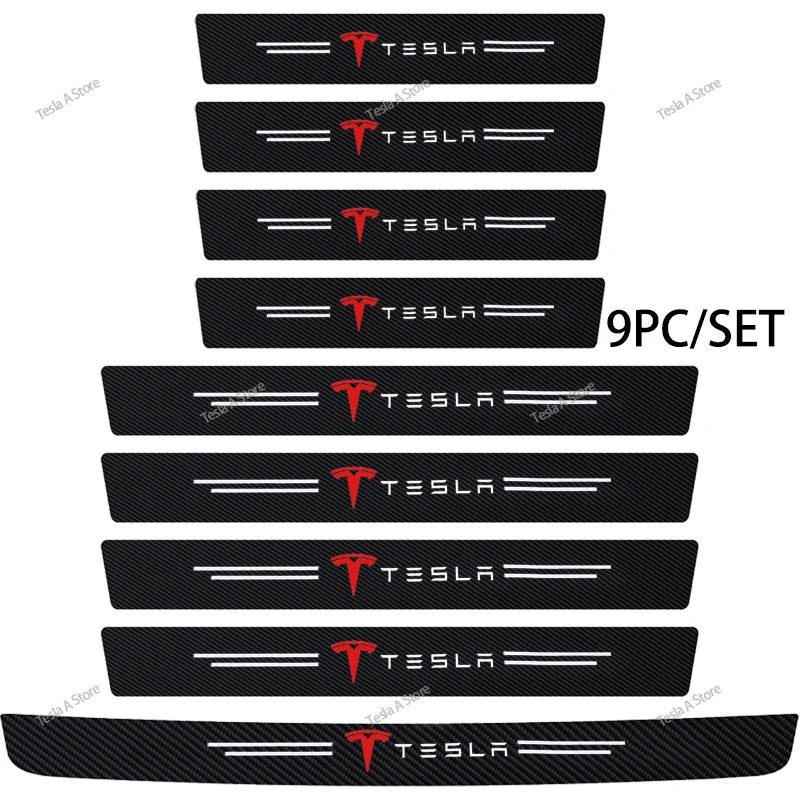 4/5/8/9 pieces front and rear door sill anti-scratch protective covers anti-kick pedal protection strips for Tesla Model 3/Y