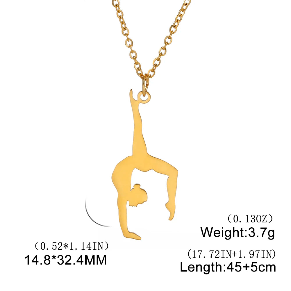 Rhythmic Gymnastics Necklace Women Trend 2025 Gymnast Stainless Steel Jewelry BFF Dancer Girl Sport Accessories Mother Day