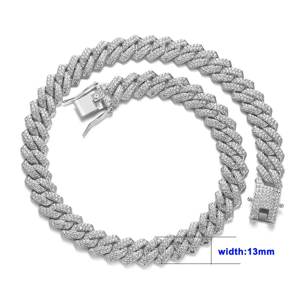 18/20/24inch Cuban Link Chain Hip Hop Men Necklace iced out paris chain 2 Row Rhinestone Paved Miami Rhombus Cuban men Necklace