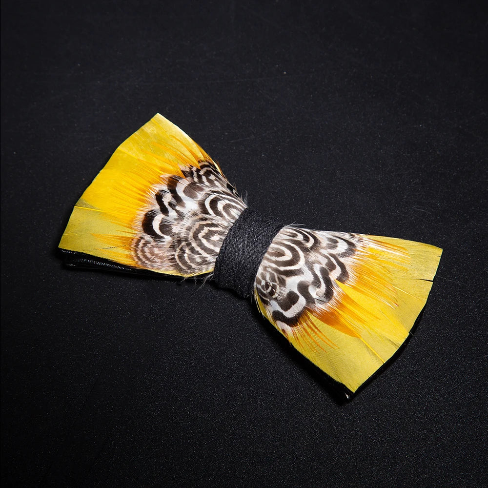 JEMYGINS New Design Men's Wedding Bow Tie Fashion Handmade Feather BowTie Gift for Birthday Party Men Bow Tie Suit Accessories