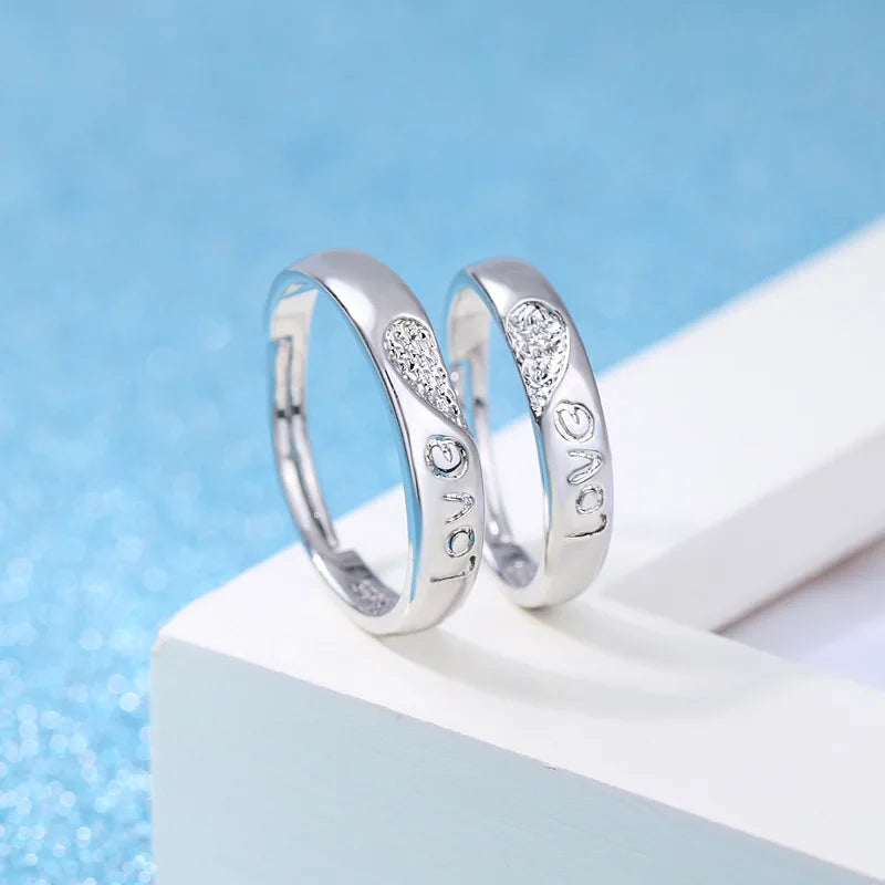 925 Sterling Silver Moissanite Diamond Couple Rings for Lovers Matching Wedding Jewelry Set