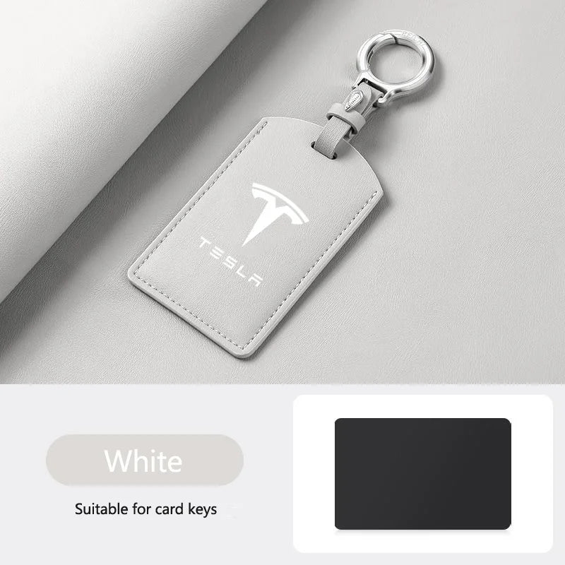 Leather Car Smart NFC Card Key Case Fob Cover Protector Shell For Tesla Model 3 Model S Model X Model Y Keychain Accessories