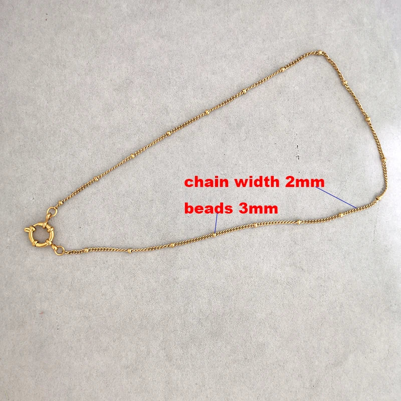 QMHJE Sailor Clasp Necklace Women Men Choker Stainless Steel Geometric Rolo Link Cuba Paperclip Chain Basic DIY PVD Gold Color
