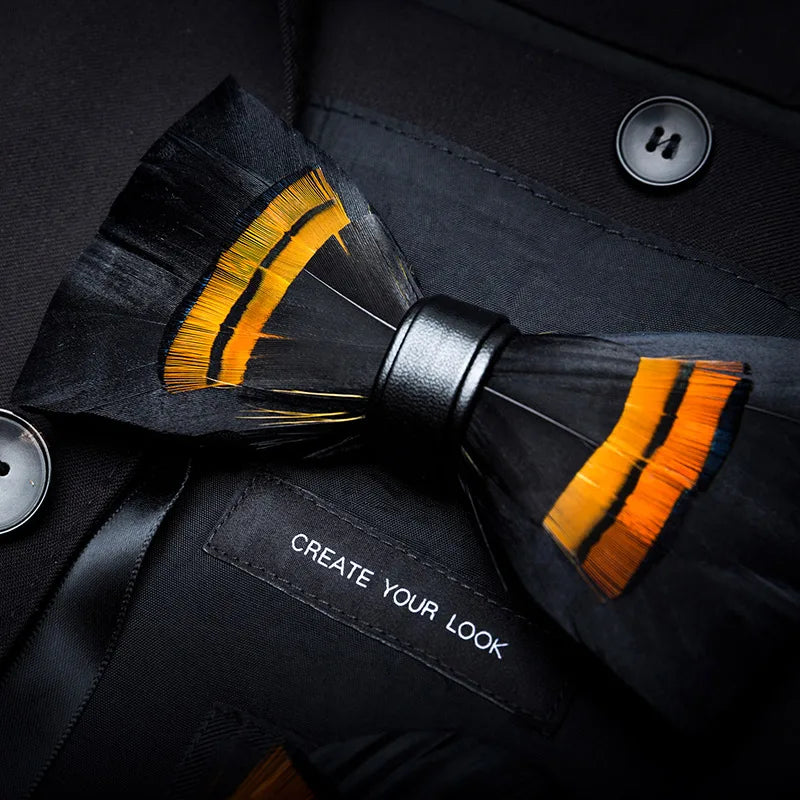 JEMYGINS New Design Men's Wedding Bow Tie Fashion Handmade Feather BowTie Gift for Birthday Party Men Bow Tie Suit Accessories