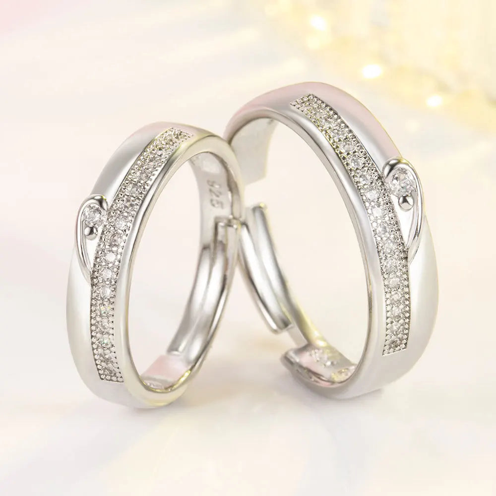 925 Sterling Silver Moissanite Diamond Couple Rings for Lovers Matching Wedding Jewelry Set