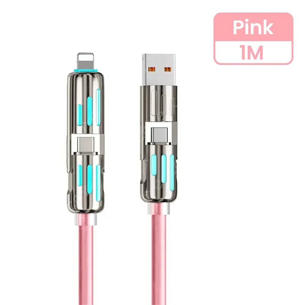 4 in 1 240W USB Type C Silicone Fast Charging Cable 5A USB Type C To Lightning Super Fast Charge Data Cable For iPhone 15 Xiaomi