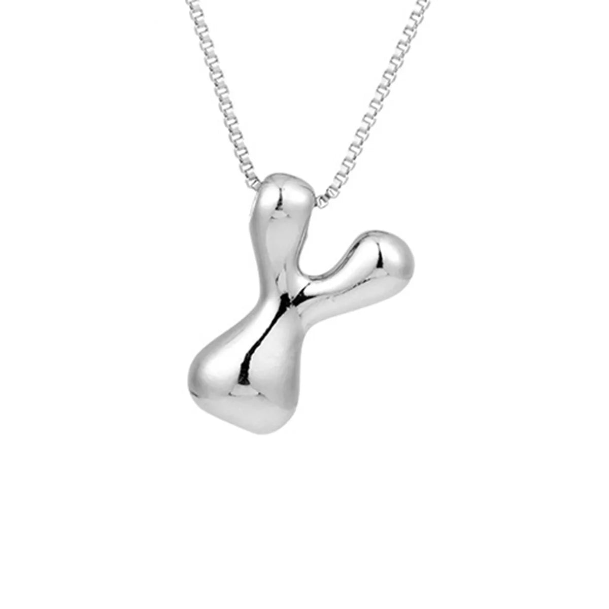 Creative A-Z Balloon Bubble Letter pendant Necklace for Women Silver Plated Chunky Initial Necklaces Jewelry Birthday Gift
