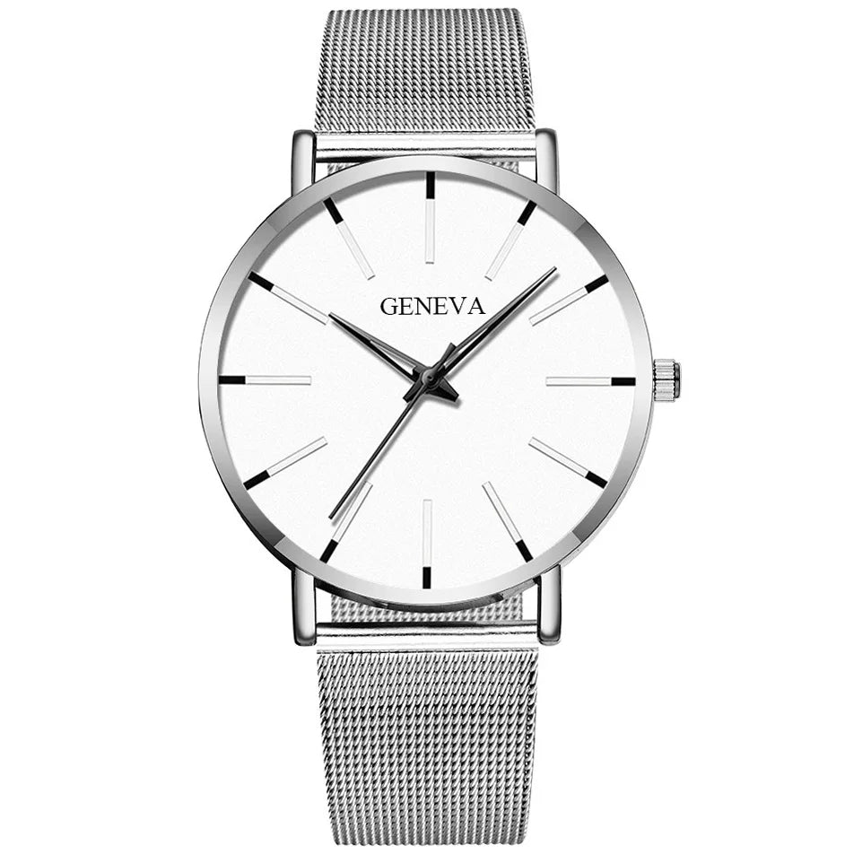 Top Brand Fashion Minimalist Ultra-thin Watch Men's Business Stainless Steel Strap Steel Mesh Quartz Watch Relogio Masculino