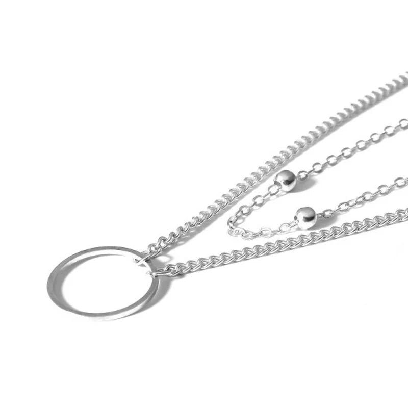 Vintage Double Round Charm Layered Necklace Women's Jewelry Layered Accessories for Girls Gifts Bohemian Fashion Pendant 2023