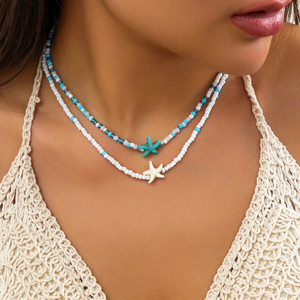 Bohemian Multilayer Handmade Beads Chain Fashion Necklaces Oil Heart Cross Pendant Jewelry For Women Accessories X0189