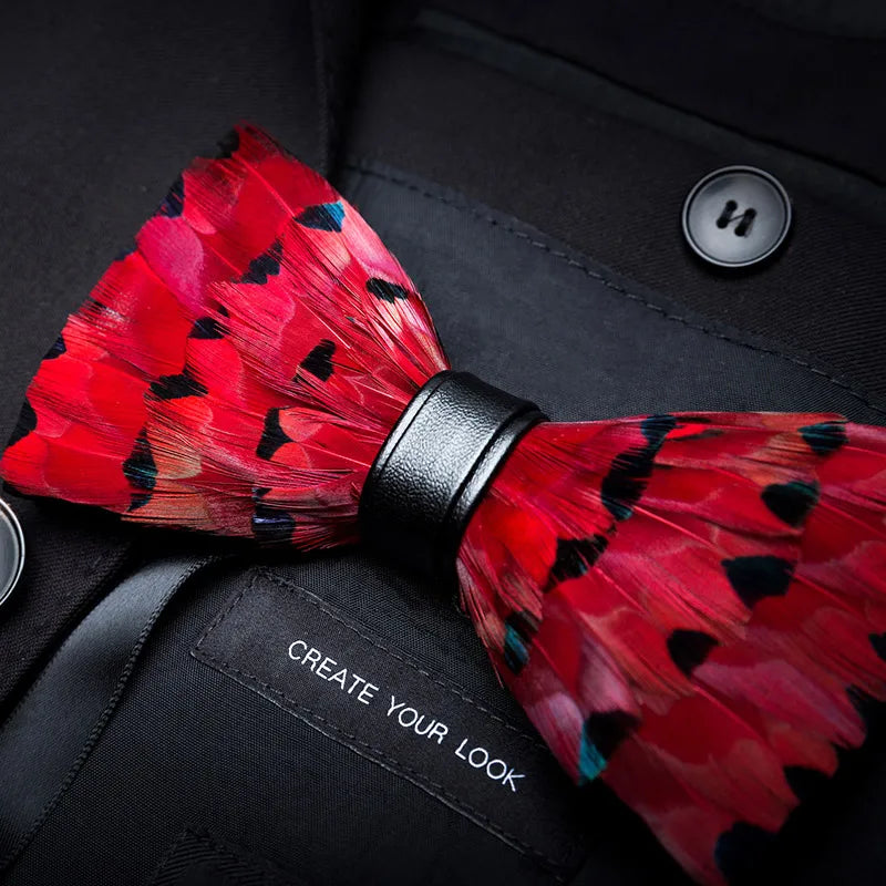JEMYGINS New Design Men's Wedding Bow Tie Fashion Handmade Feather BowTie Gift for Birthday Party Men Bow Tie Suit Accessories
