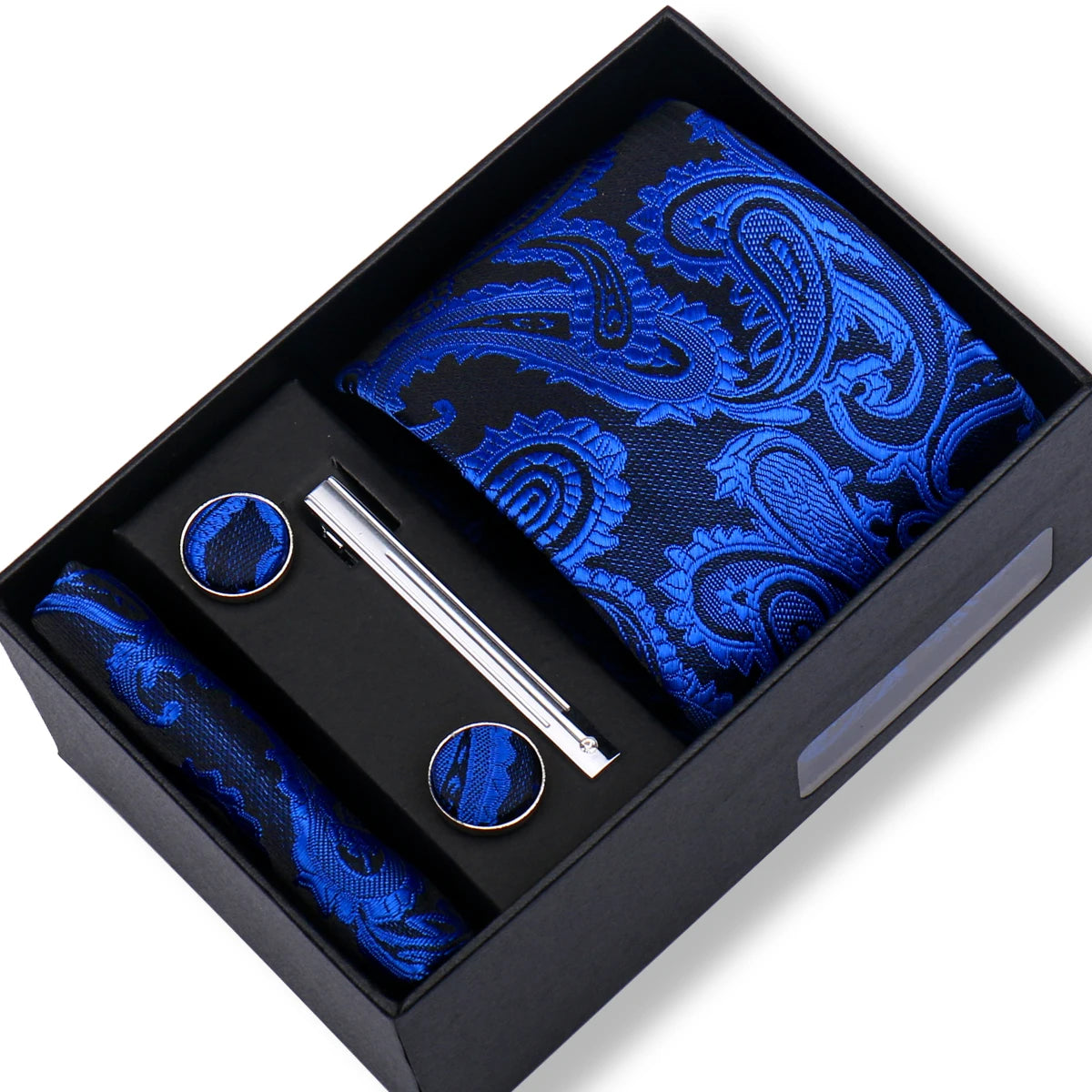 Fashion Elegant Men's Necktie Gift Box Striped Tie Handchief Cufflink Tie Clip 4 pcs Set Wedding Business Party Suit Accessories