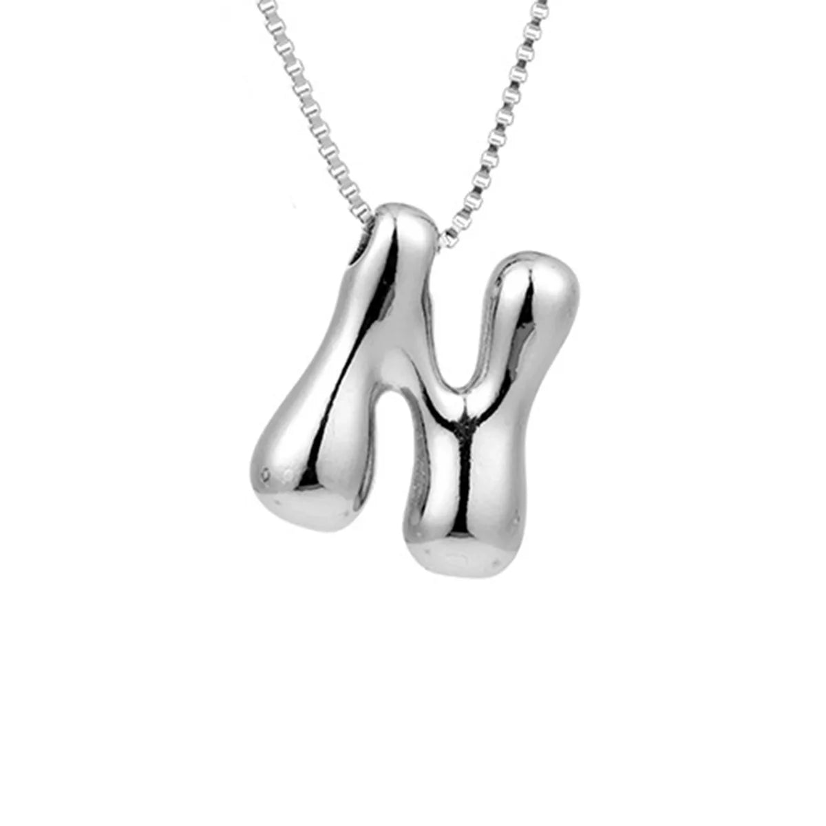 Creative A-Z Balloon Bubble Letter pendant Necklace for Women Silver Plated Chunky Initial Necklaces Jewelry Birthday Gift