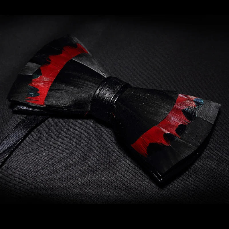 JEMYGINS New Design Men's Wedding Bow Tie Fashion Handmade Feather BowTie Gift for Birthday Party Men Bow Tie Suit Accessories