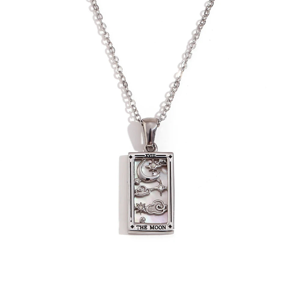 E.B.belle Original New Tarot Queen Lover Magician Moon Necklace Tarnish Free Stainless Steel Jewelry 18K Gold Plated Decoration