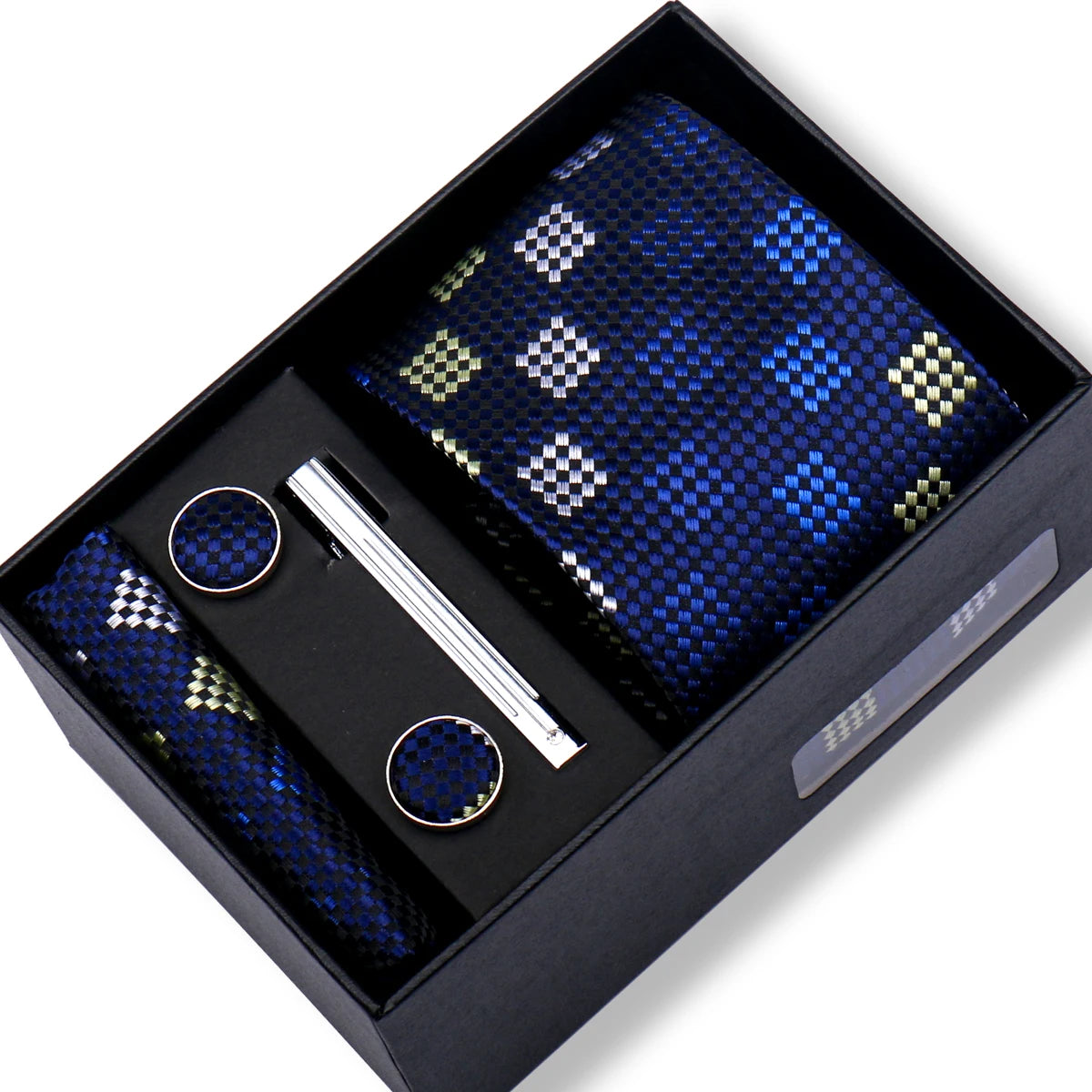 Fashion Elegant Men's Necktie Gift Box Striped Tie Handchief Cufflink Tie Clip 4 pcs Set Wedding Business Party Suit Accessories