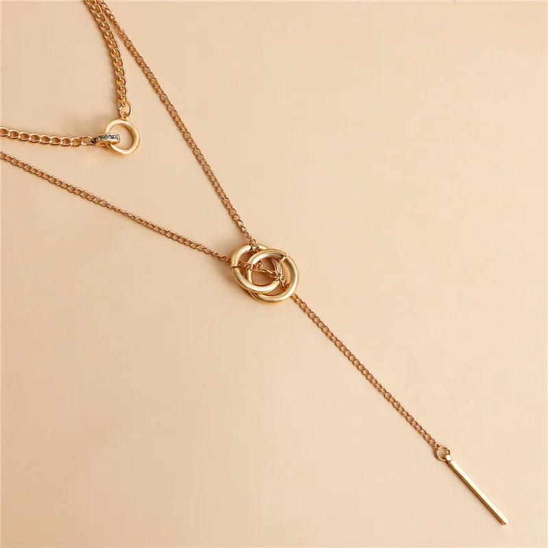 Vintage Double Round Charm Layered Necklace Women's Jewelry Layered Accessories for Girls Gifts Bohemian Fashion Pendant 2023