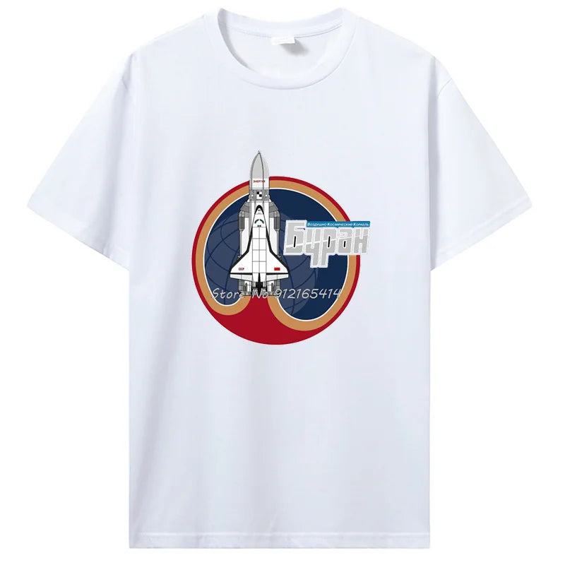 BURAN The Soviet Shuttle T-Shirt Men Top Quality Cotton Short Summer Sleeve Space Travel Occupy Mars 2026 Casual Shirt Loose