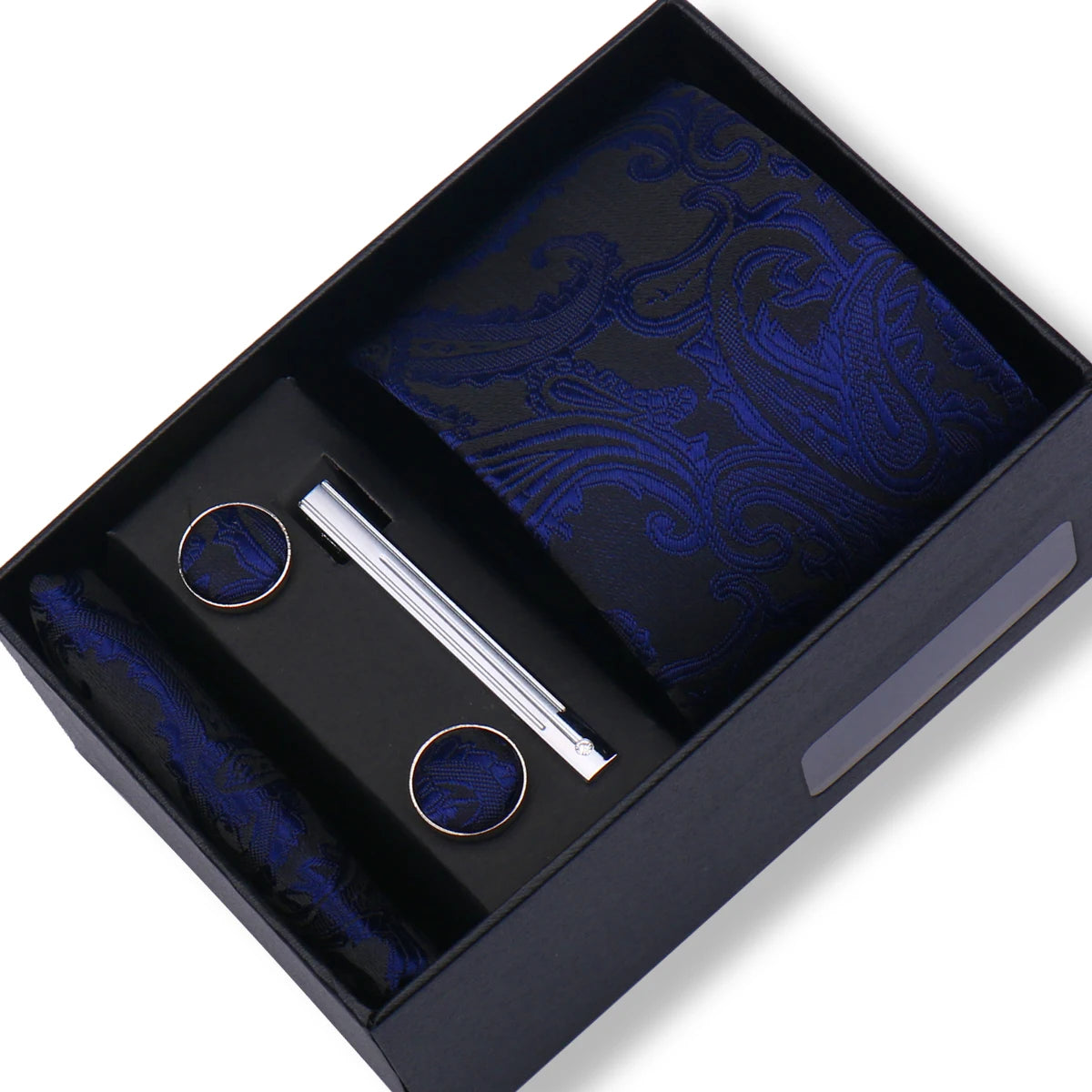 Fashion Elegant Men's Necktie Gift Box Striped Tie Handchief Cufflink Tie Clip 4 pcs Set Wedding Business Party Suit Accessories