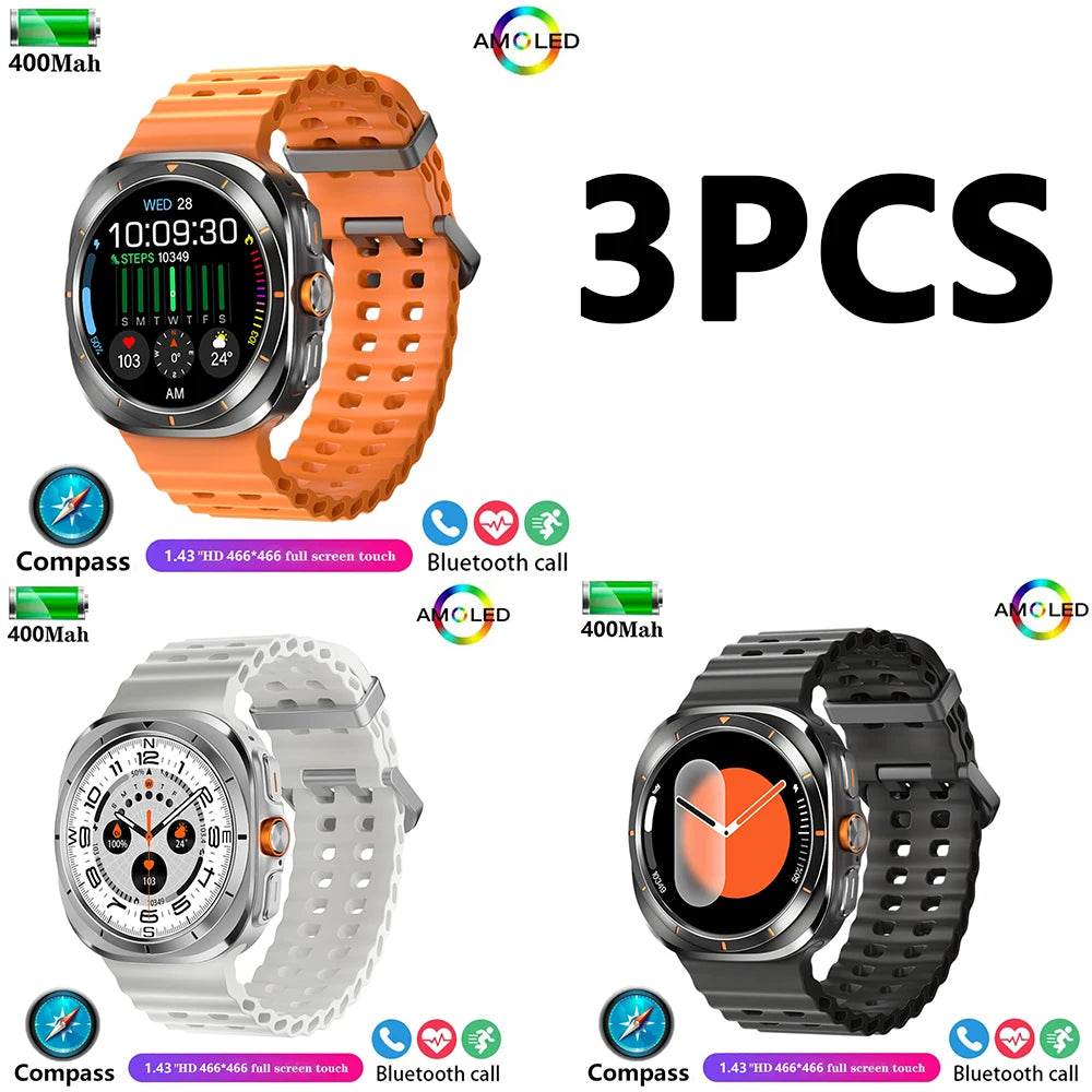 2024 New For Samsun Galaxy 7 AMOLED Smart Watch Men Blood Glucose Heart Rate Bluetooth Call NFC GPS Tracker Men Smart Watch
