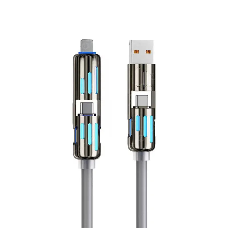 4 in 1 240W USB Type C Silicone Fast Charging Cable 5A USB Type C To Lightning Super Fast Charge Data Cable For iPhone 15 Xiaomi
