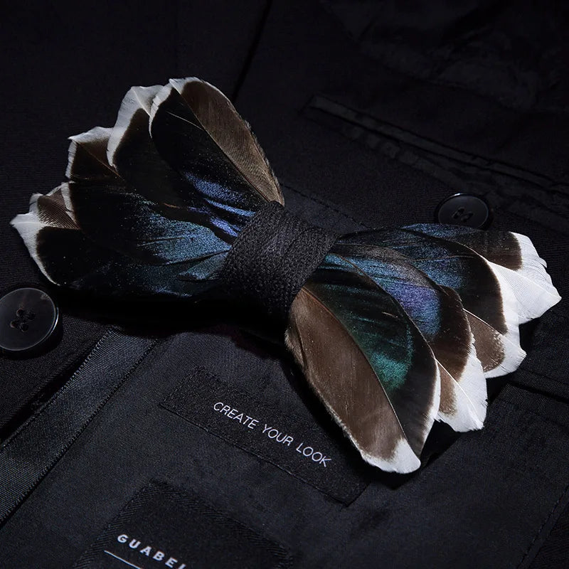 JEMYGINS New Design Men's Wedding Bow Tie Fashion Handmade Feather BowTie Gift for Birthday Party Men Bow Tie Suit Accessories