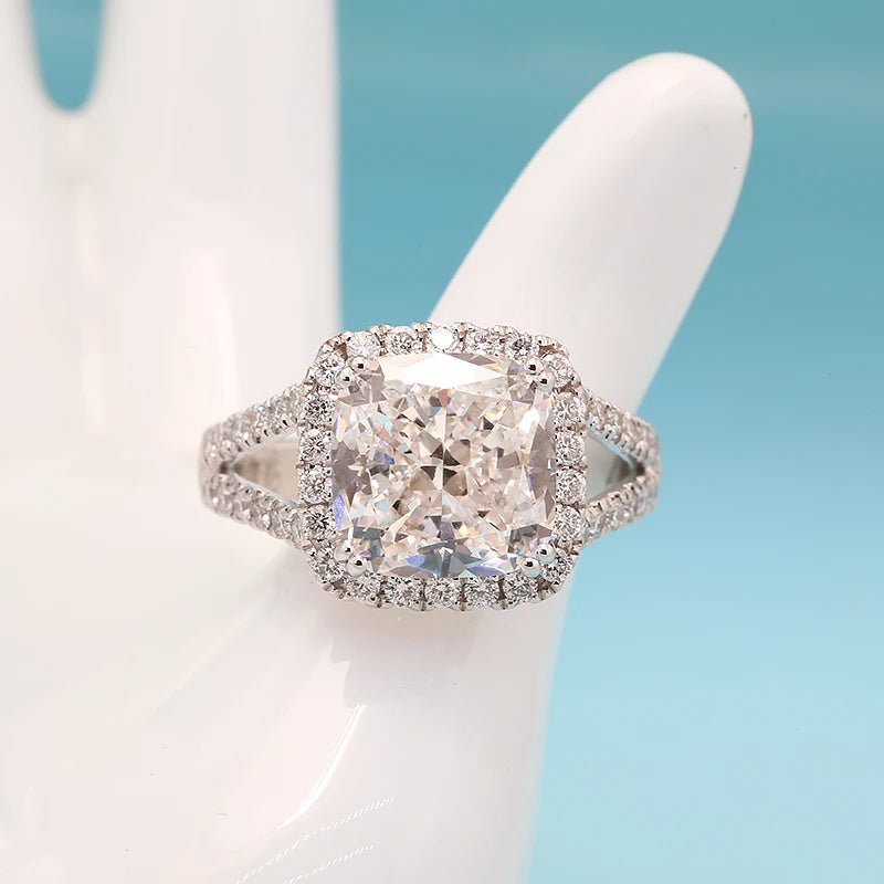AEAW Jewelry IGI Cushion Cut Diamond Lab Created Vs1 F 5.0 Ct Solitaire Ring 14k White Gold 0.75ctw Engagement Ring For Woman