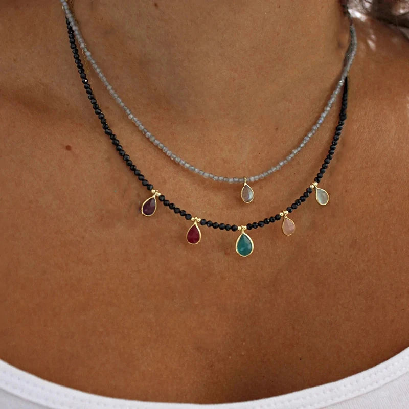 Bohemian Multilayer Handmade Beads Chain Fashion Necklaces Tassels Colorful Crystal Pendant Jewelry For Women Accessories X0180