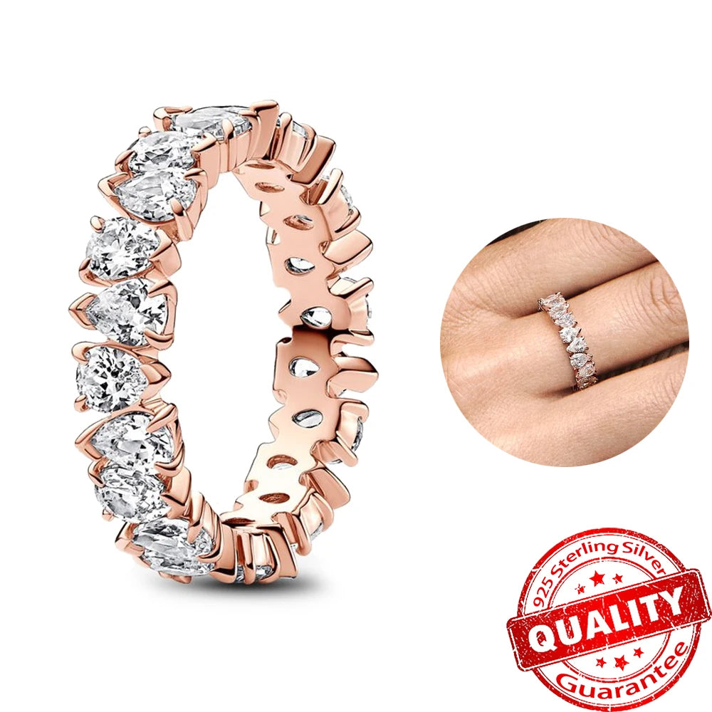 Sparkling Black Row Eternity Diamond Ring 925 Sterling Silver Freshwater Cultured Pearls Finger Open Ring for Women Jewelry Gift