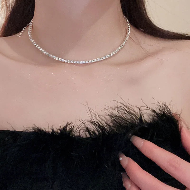 Fashion Rhinestone Large Pearls Heart Collar Choker Necklace for Women Simple Open Collar Necklace Torques Jewelry Accessories