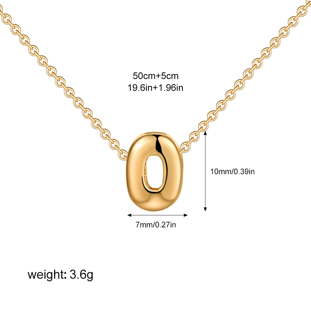 3D Bubble Initial A-Z Alphabet Mini Necklace for Women Girls Dainty Gold Plated Tiny Letter Stainless Steel Jewelry Bijoux Gift